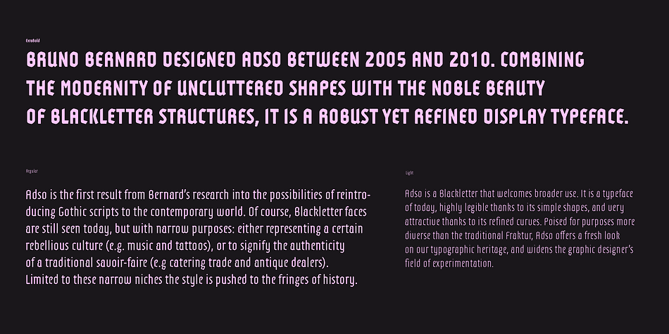 It is a typeface of today, highly legible thanks to its simple shapes, and very attractive thanks to its refined curves.