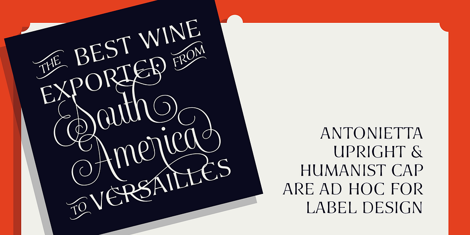 Displaying the beauty and characteristics of the Antonietta font family.