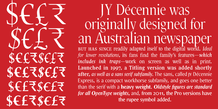 Displaying the beauty and characteristics of the Decennie JY Pro font family.
