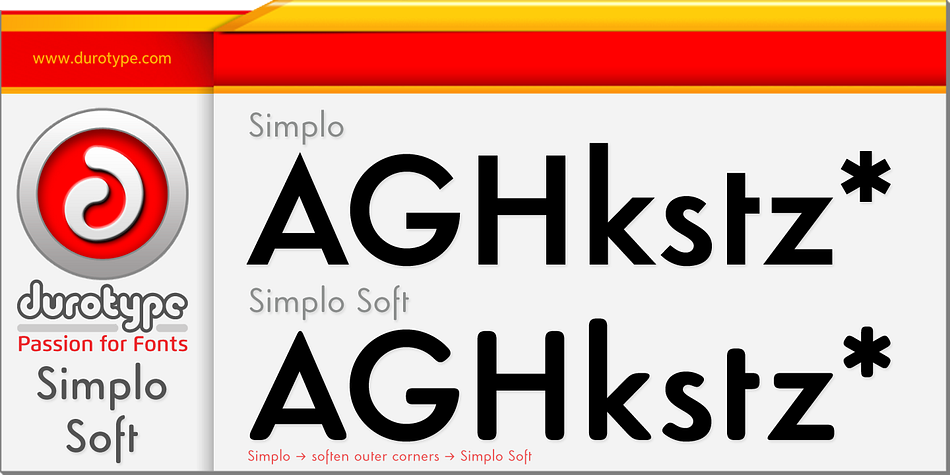 Simplo Soft font family example.