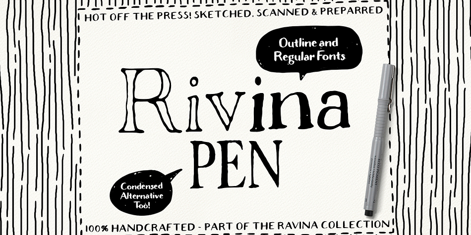 Rivina Dip Pen - An uniquely elegant hand drawn font that adds extra class to the Rivina Collection.