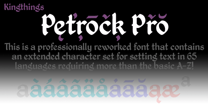 Highlighting the Kingthings Petrock Pro font family.