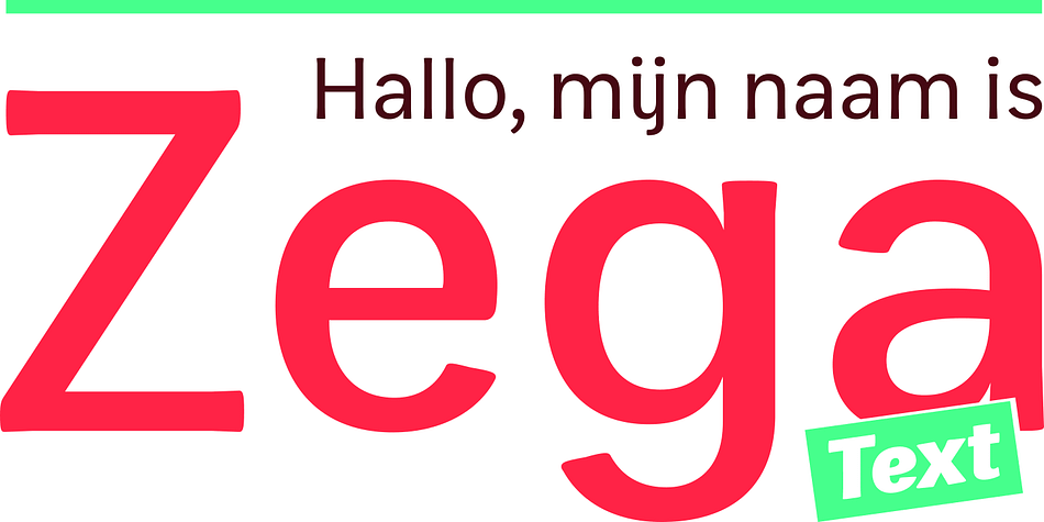 Zega Text is a top-heavy sans family, inspired in the imprecisions of letterpress printing.