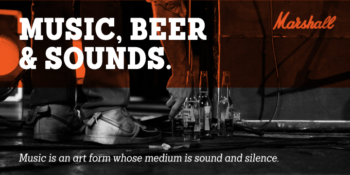 Sanchez Condensed font family example.