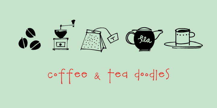 Highlighting the Coffee and Tea Doodles font family.