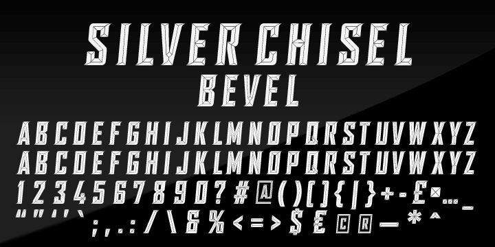 SILVER CHISEL font family example.