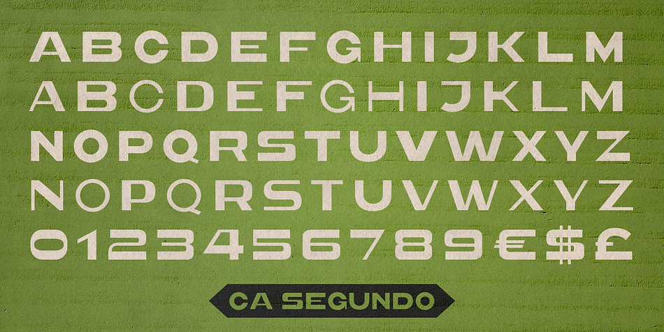 That “feature” became the designing principle behind CA Segundo: round characters like O, U or C are available either with a fat or a thin stroke, whereas other characters with orthogonal lines come in two different styles – uppercase characters emphasize the vertical strokes, while lower cases emphasize the horizontal strokes.