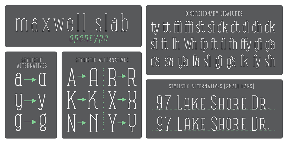 Emphasizing the favorited Maxwell Slab font family.