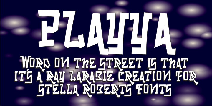 Playya SRF resembles graffiti tagging and was created by Ray Larabie for Stella Roberts Fonts.
