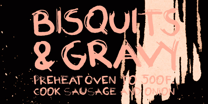 Displaying the beauty and characteristics of the Biscuits and Gravy font family.