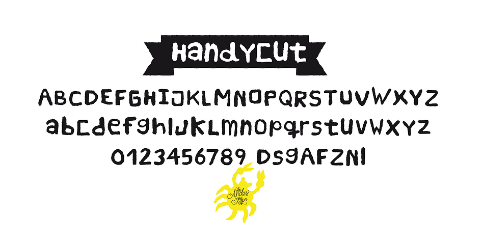 Displaying the beauty and characteristics of the Handy Cut font family.