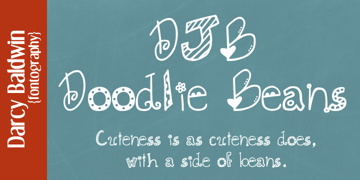 Displaying the beauty and characteristics of the DJB Doodlie Beans font family.