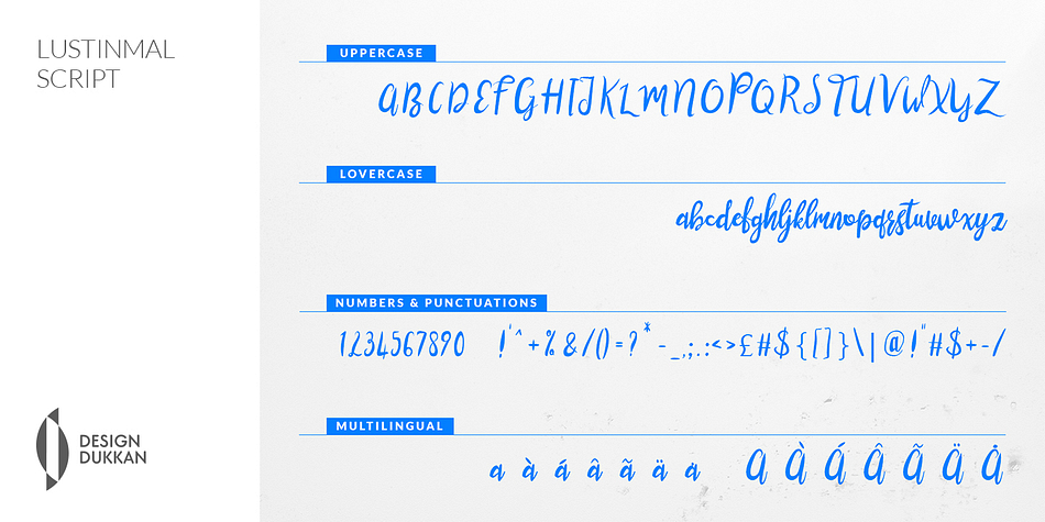 Displaying the beauty and characteristics of the Lustinmal font family.