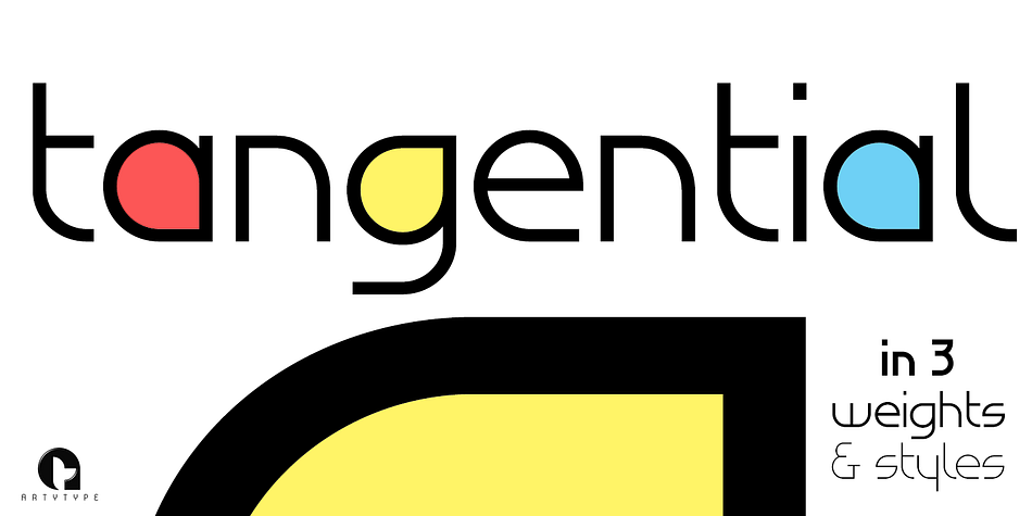 Tangential is a distinctive modern sans in 3 weights which was born out of a simple idea: Beginning the project with a perfect circle to form the letter ‘o’, then squaring off one corner, ending up with a letterform I hadn