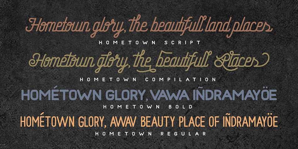 Hometown font family sample image.