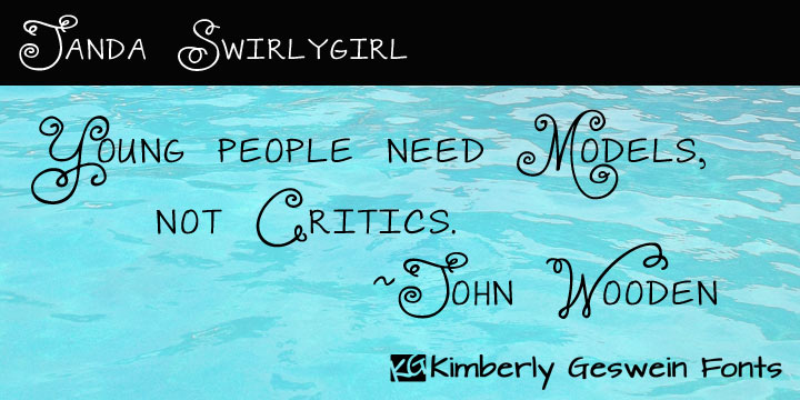 Displaying the beauty and characteristics of the Janda Swirlygirl font family.