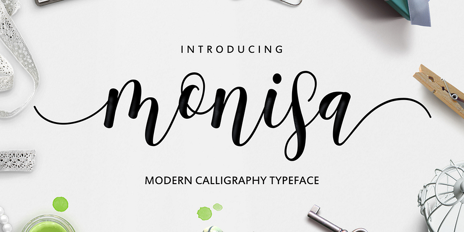 Monisa Script is a modern calligraphy font, with characters dance along the baseline and elegant touch.