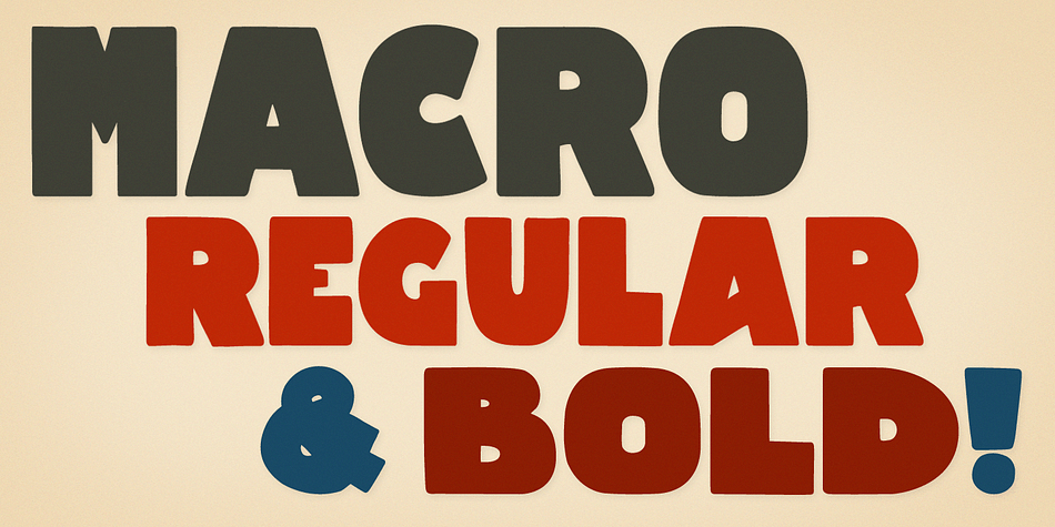 Macro is a hand-drawn display font available in a regular and a bold version.
