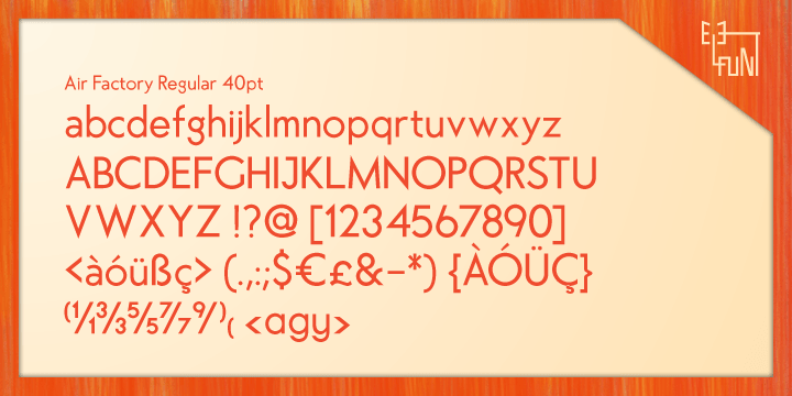 Air Factory also features various ligatures, stylistic alternates, fractions, and languages as well.