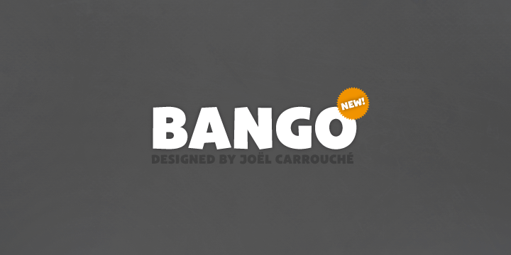 Bango is a lively, heavyweight unicase font with a strong cartoon feel.