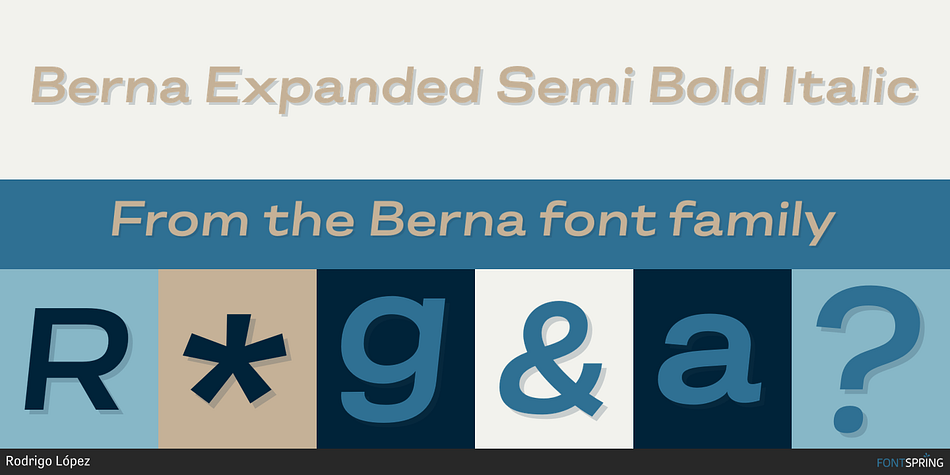 Berna Expanded Semi Bold Italic Font