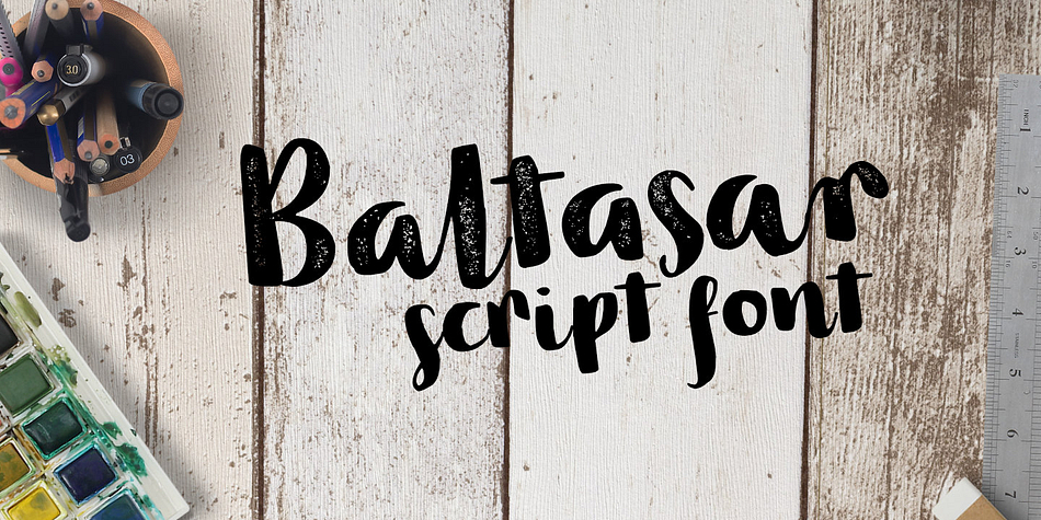 Baltasar is a handwritten, brush script with ligatures and contextual alternates to help with flow and readability.