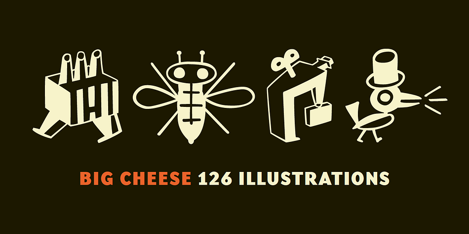 Displaying the beauty and characteristics of the Big Cheese font family.