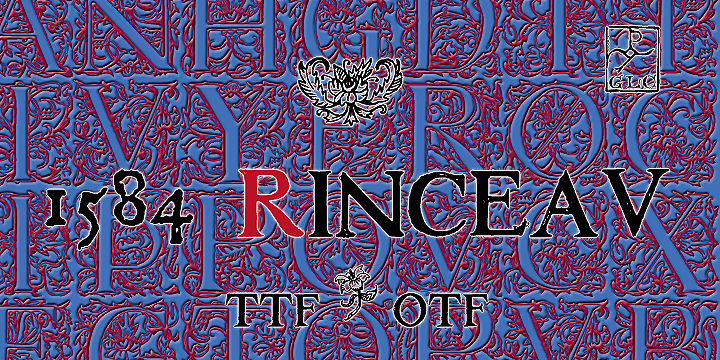 Displaying the beauty and characteristics of the 1584 Rinceau font family.