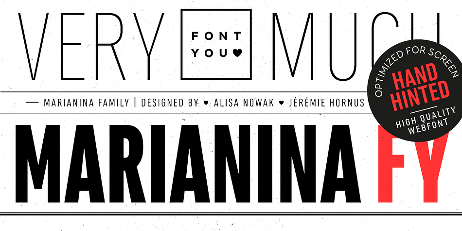 Marianina FY is a really big sans-serif family of 24 fonts.