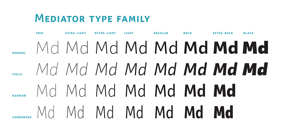 Highlighting the Mediator font family.