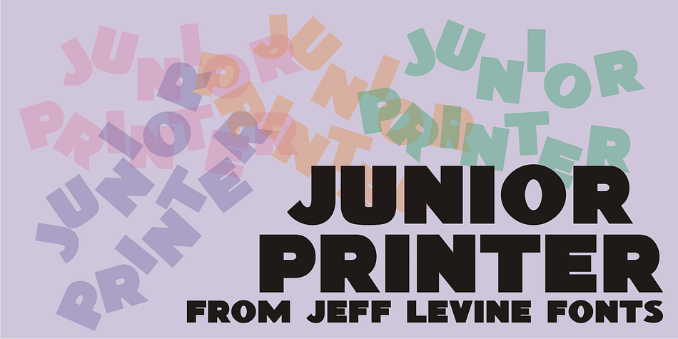 The hand-lettered name of the “Junior Showcard Printer” (a 1930s-era rubber stamp printing set manufactured by the Superior Marking Equipment Company of Chicago) served as the prototype for Junior Printer JNL.