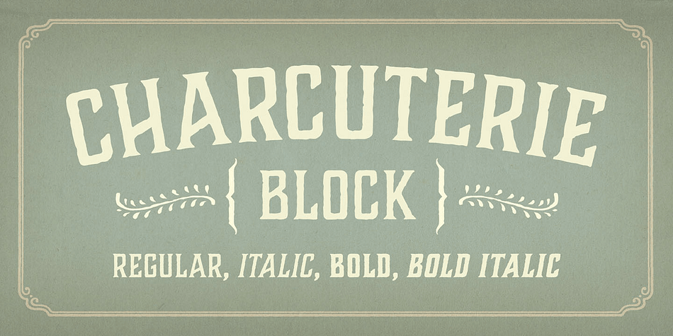 A large and rare undertaking, Charcuterie is a family of ten distinct yet related typefaces, many of which have their own font families, and three decorative/ornamental typefaces.