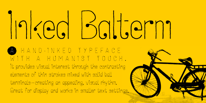 The placement of each ball terminal is varied and placed at the most defining point of interest and distinction in each letterform.