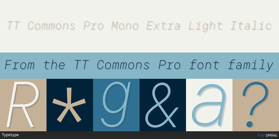 TT Commons Pro Mono Extra Light Italic Font