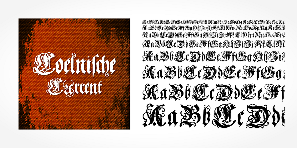 Coelnische Current Pro is a classic blackletter font of its epoch which inspires you to create vintage-looking designs with ease.