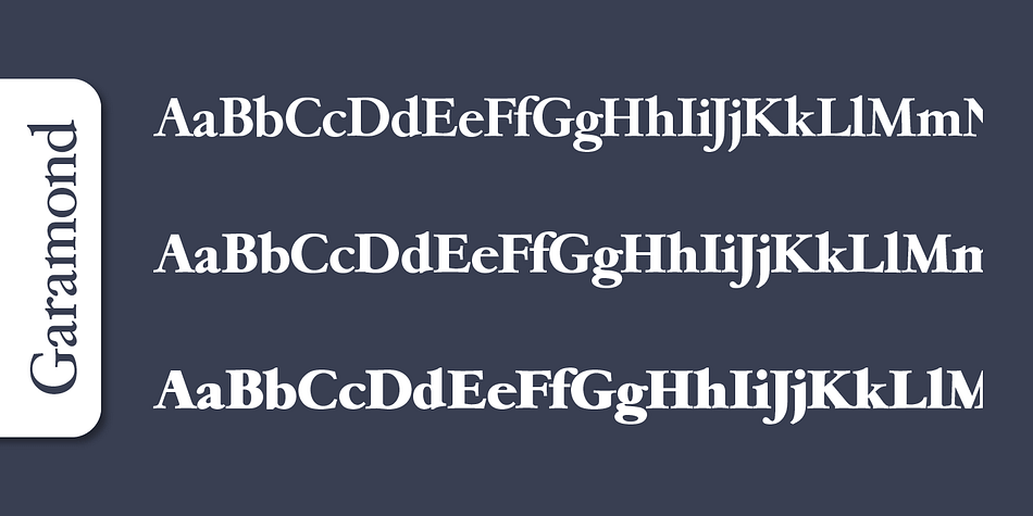 Emphasizing the popular Garamond Serial font family.