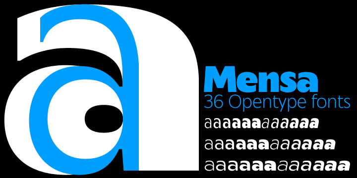 A large x-height, open forms and colourful weight variations make Mensa an extremely legible body face where space is at a premium.