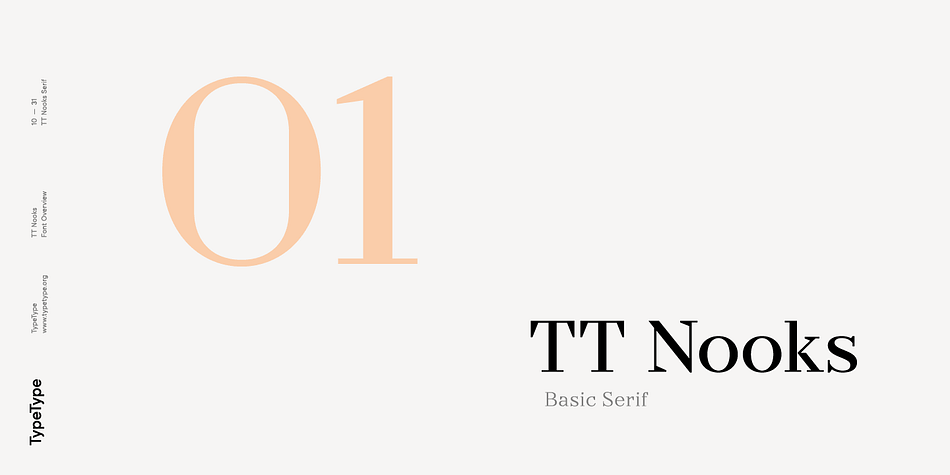 TT Nooks has small capitals for Latin and Cyrillic alphabets, as well as a set of stylistic alternates (including some figures) that makes the typeface a bit more geometric.