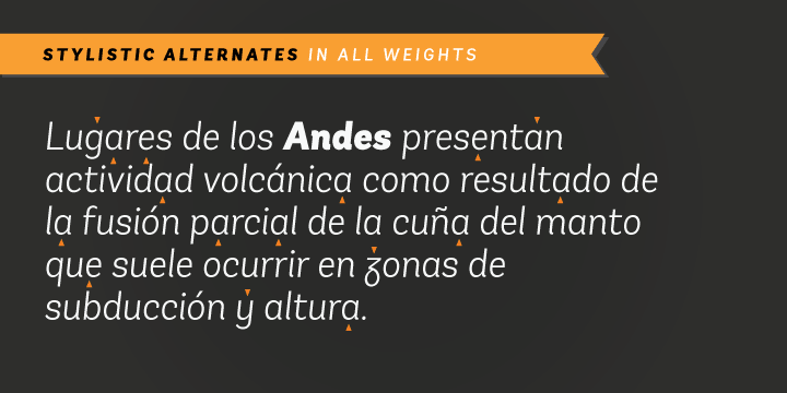 Andes is a typeface with 10 Upright weights & 10 Italics, ranging from Ultra Light to Black, each of the same x-height.