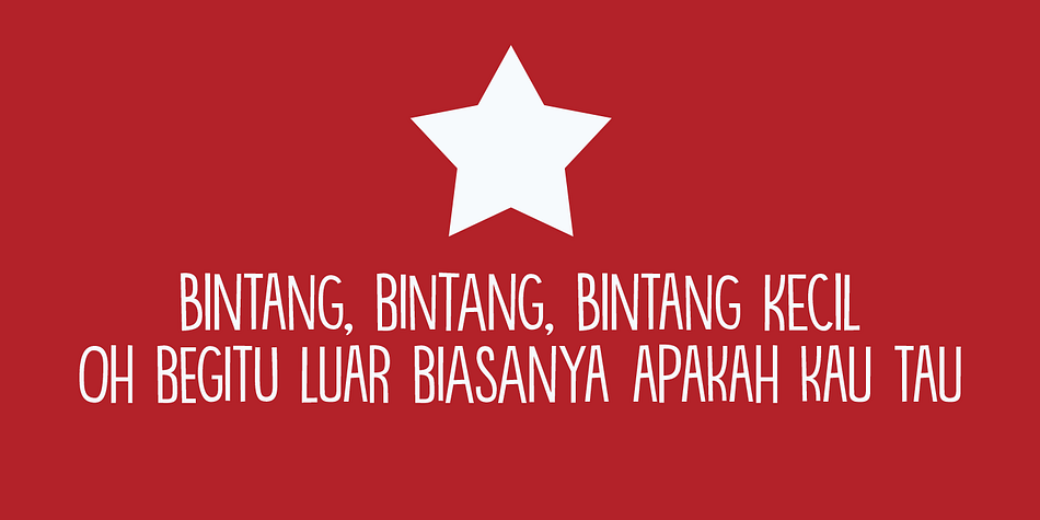 Bintang font is a hand drawn, computer enhanced font.