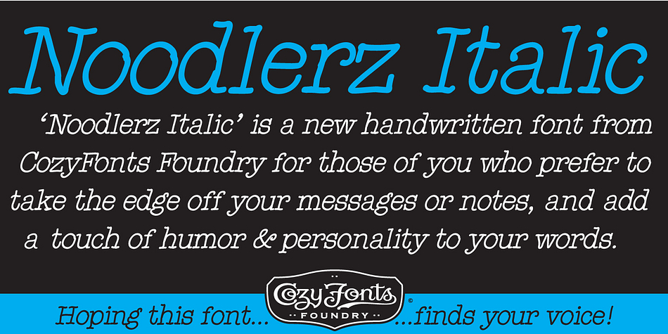 Noodlerz Family is a casual, handwritten font.