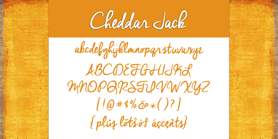Displaying the beauty and characteristics of the Cheddar Jack font family.