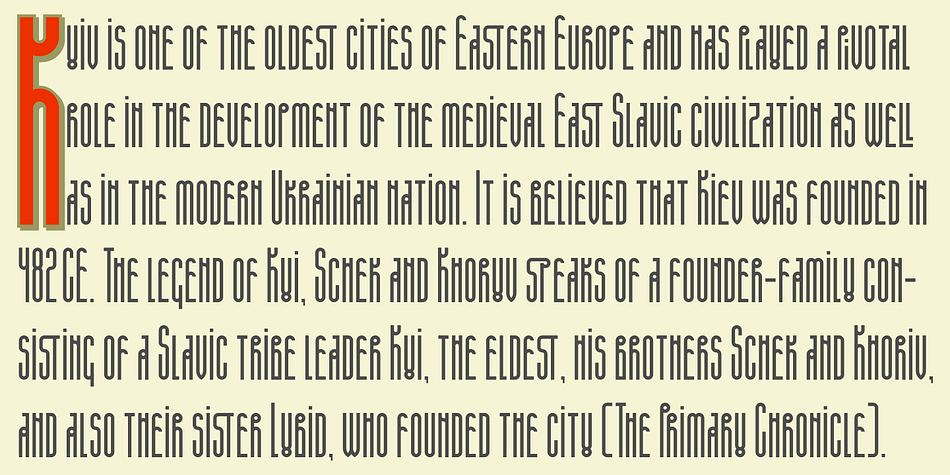 The font is rich in discretionary ligatures which help to accentuate the style of Vyaz.