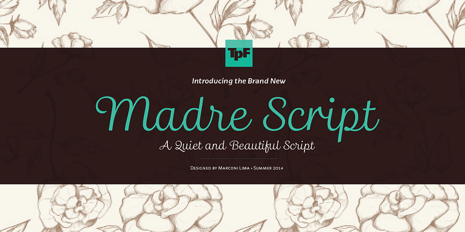 Madre Script is a typeface that experiences adopting two building models: the typographic (with repetition of shapes) and the script (with the freedom of writing).