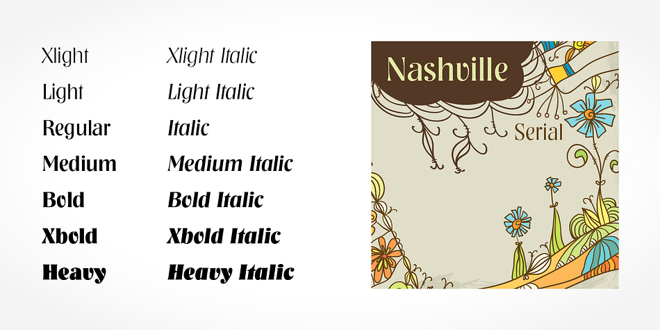Highlighting the Nashville Serial font family.