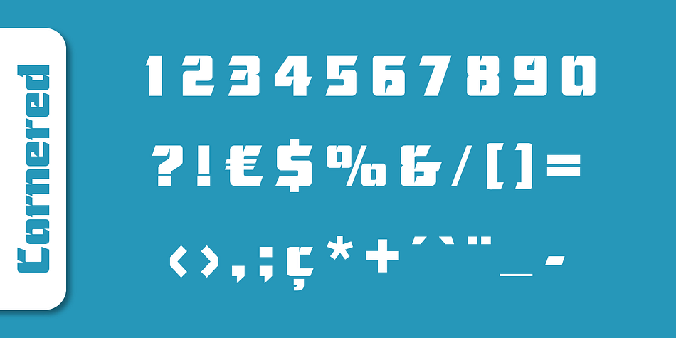 Cornered font family sample image.