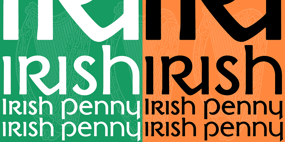 IRISH PENNY is based on the lettering from Percy Metcalfe