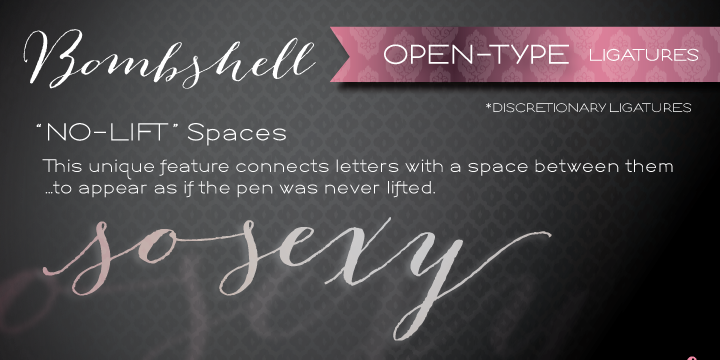 Bombshell Pro font family example.