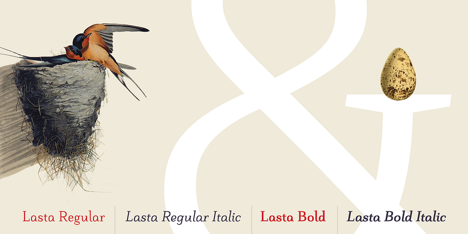 Highlighting the Lasta font family.