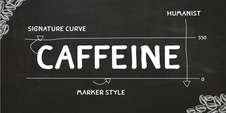 Displaying the beauty and characteristics of the Caffeine font family.